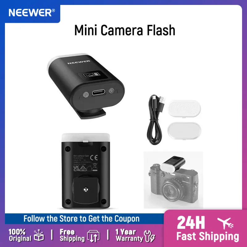 

NEEWER Basics Mini Camera Flash, 5600K Fill Light with LCD Display, Compatible with Canon Sony Nikon Fujifilm DSLR Cameras