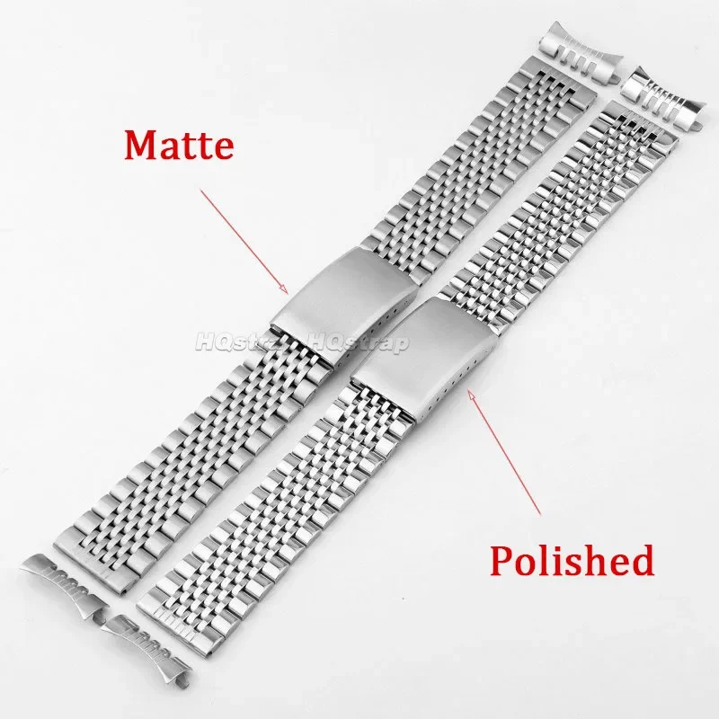 18mm 20mm 22mm Stainless Steel Watch Strap for Seiko for Omega Watchband Metal Bracelet Polished Matte Folding Buckle Wristband