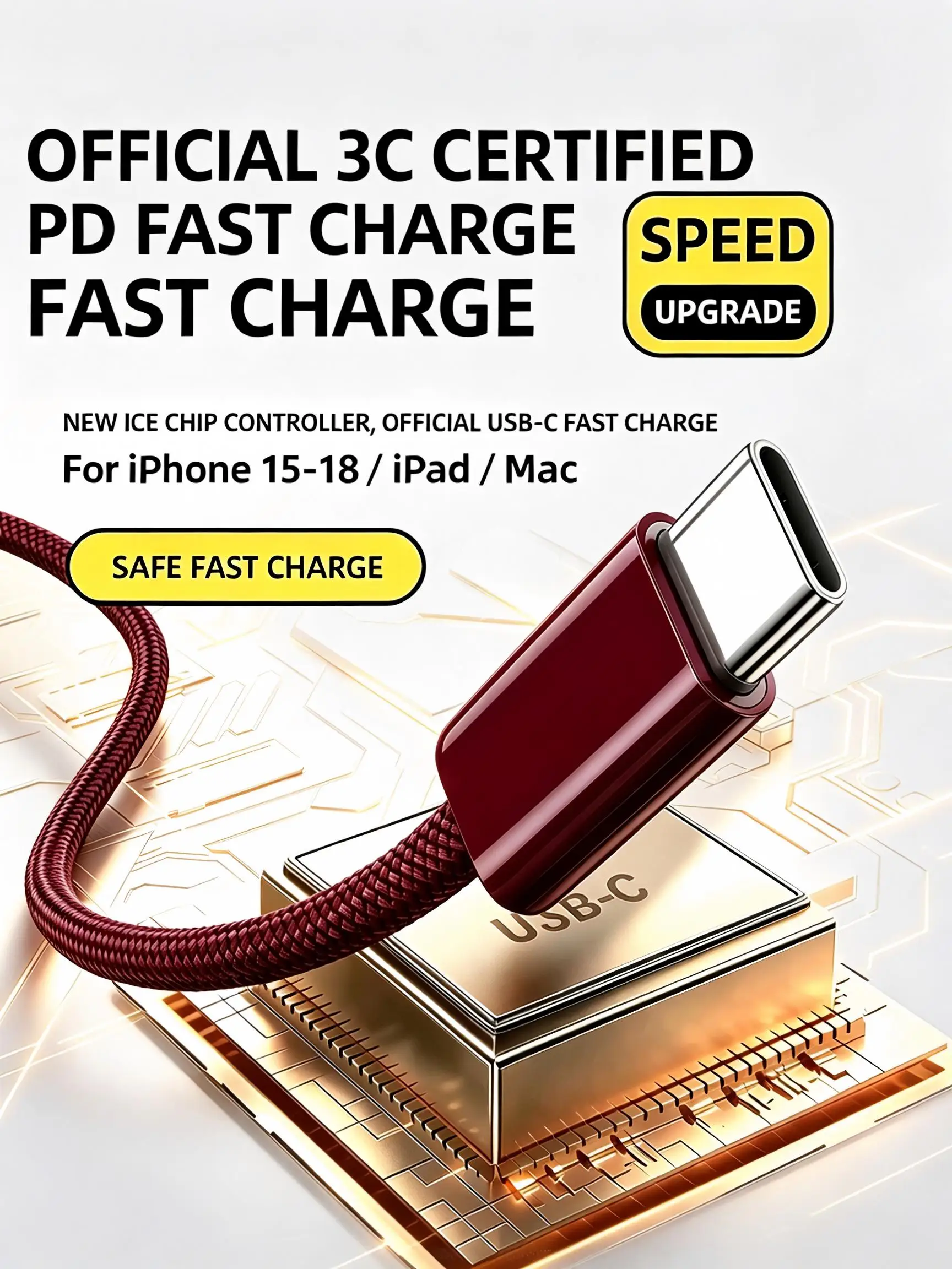 3 Stück 60W Dual-USB-C-Schnellladekabel mit geflochtenem Design für iPhone 15 16 17 18 Pro Max Duo Samsung Xiaomi POCO Honor Typ-C-Datenkabel – Detail 2
