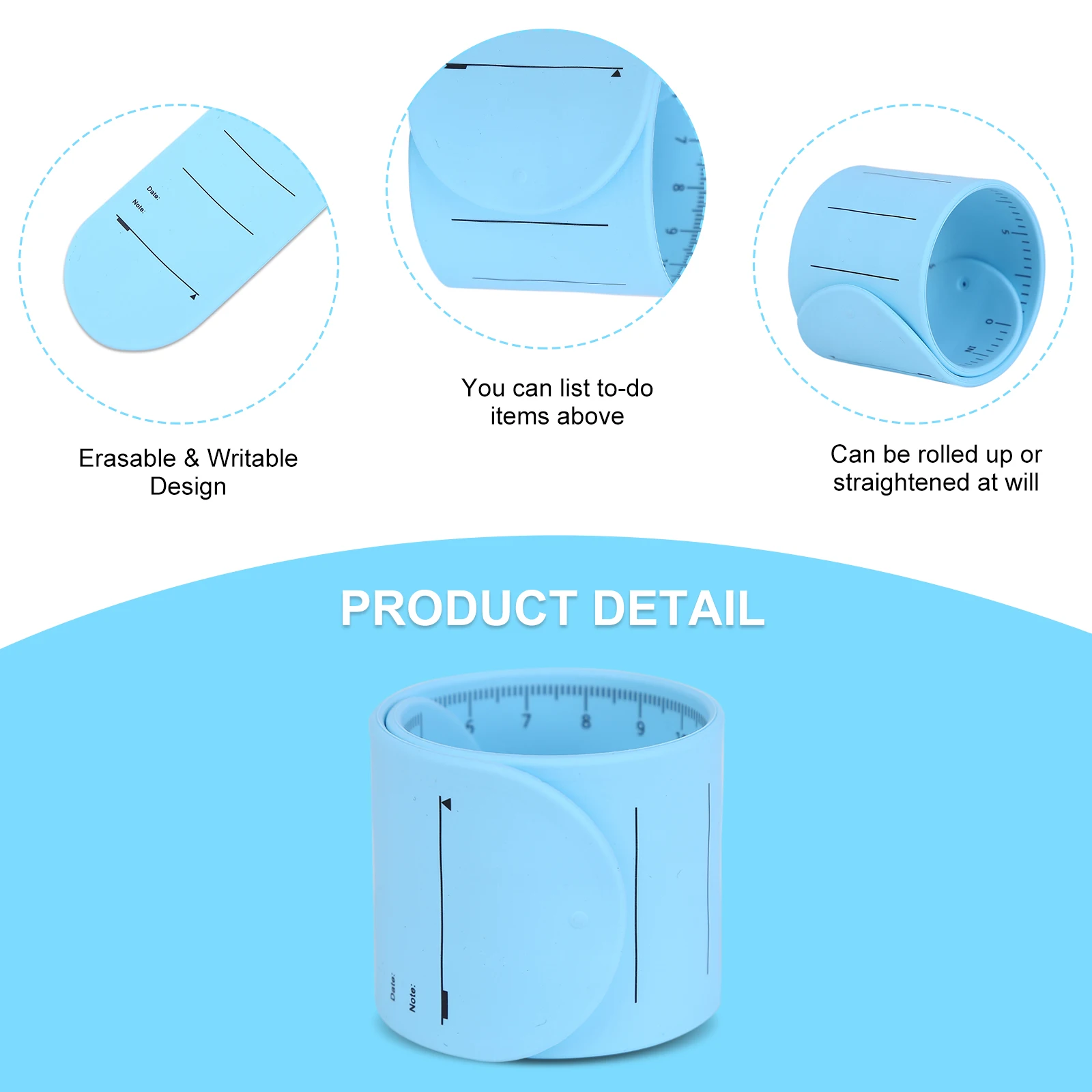 Silicone  Note Wrist Band Reusable Writeable Pocket To-do List Wrist Strap Waterproof Erasable with Scale for Elderly