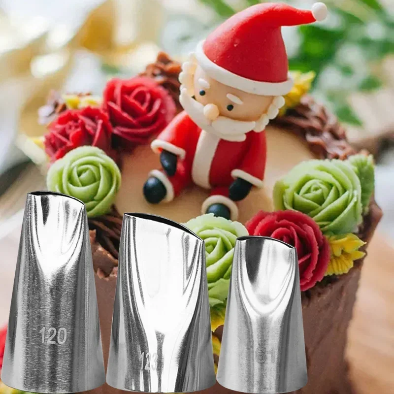 3pcs Rose Flower Icing Piping Tips Set Leaves Confectionery Cream Nozzles For Cakes Decorating Cupcake Pastry Nozzle Baking Tool