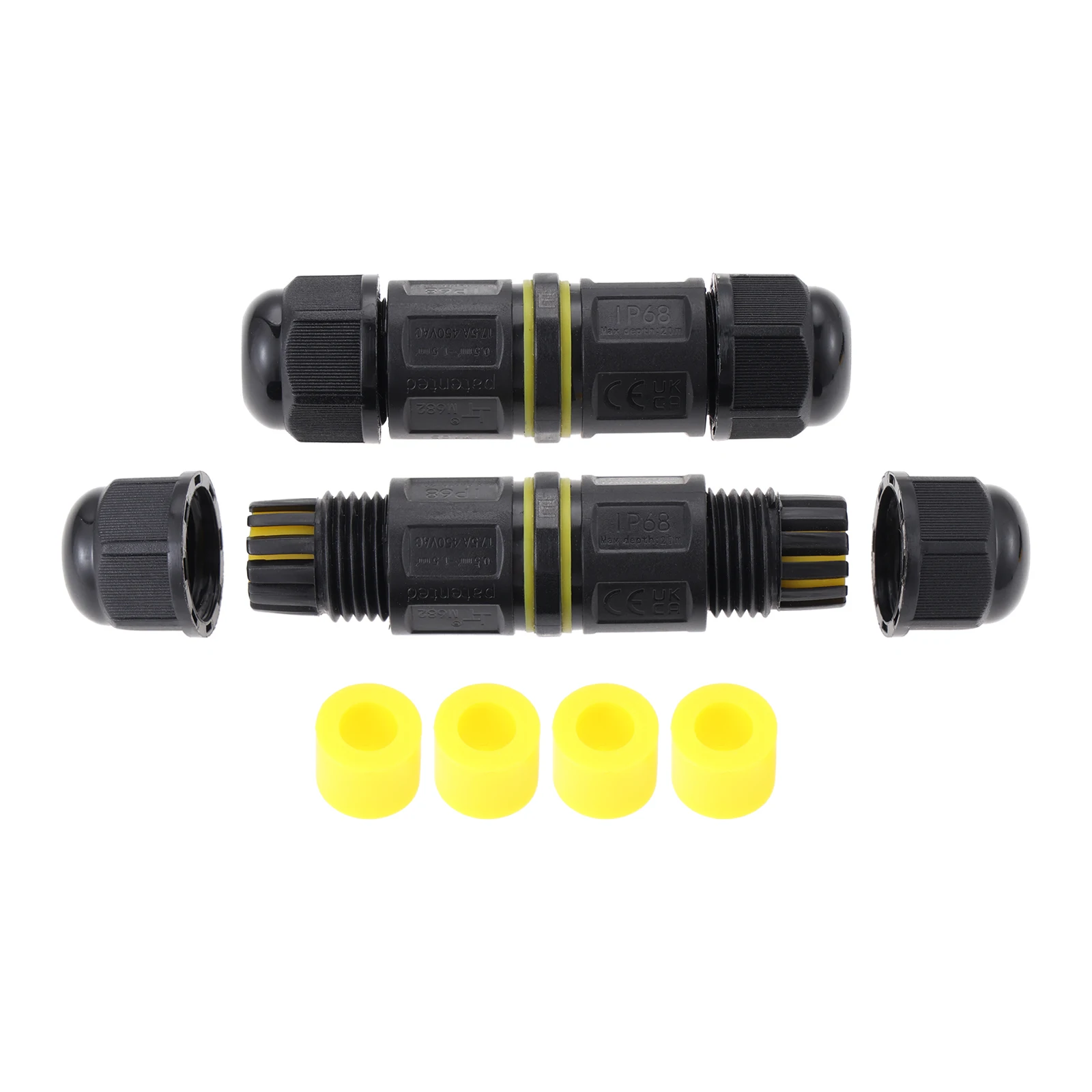 2Pcs Cable Range 3.5-10mm IP68 Waterproof Electrical Cable Connector M20 2/3/4 Pin 24A 5V-400V for Outdoor Garden Yard Lighting