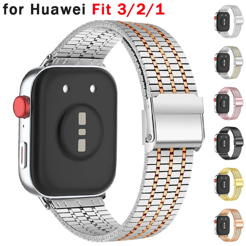 Metal Watch Bracelet Strap for Huawei Watch Fit 3 Smartwatch Stainless Steel Band for Huawei Watch Fit2/1 Metal Correa Wristband