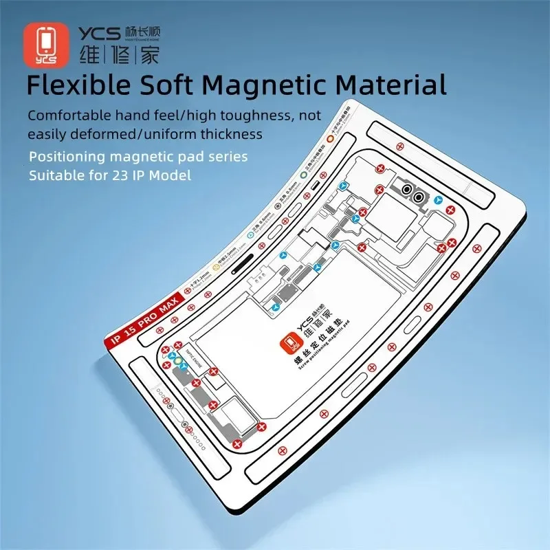 YCS Double-Sided Magnetic Mat for Phone Repair - Precision Screw Positioning Pad with Memory Foam for iPhone 15 Pro Max/15/14