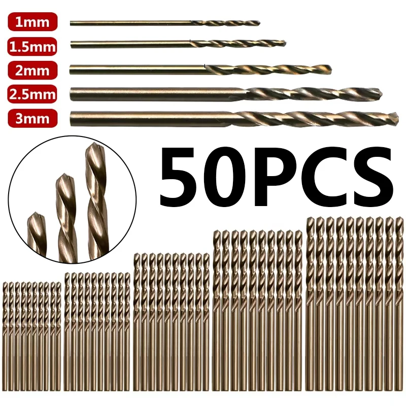 

13/50PCS HSS Ti-plated Twist Bit Titanium Coated Drill Bits Tool For Woodworking Plastic And Aluminum 1mm 1.5mm 2mm 2.5mm 3mm