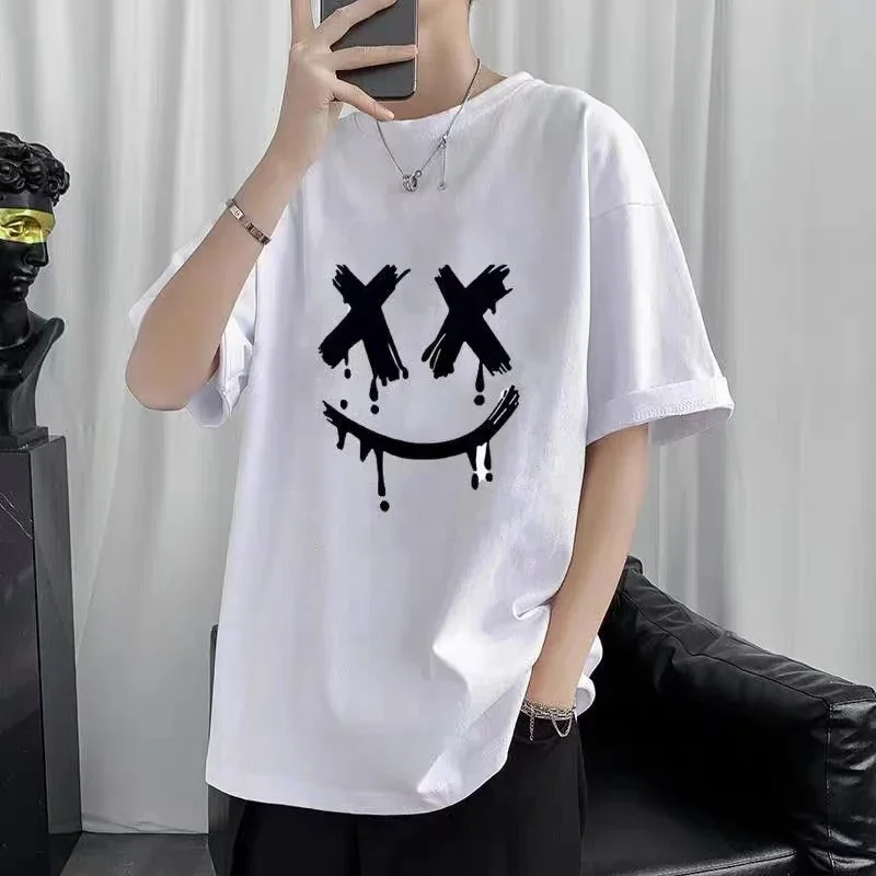 

Korean New Funny Graphic Printing Men‘s T Shirts Harajuku Streetwear Casual Loose Oversize O-neck Women Short Sleeve Tops Tees