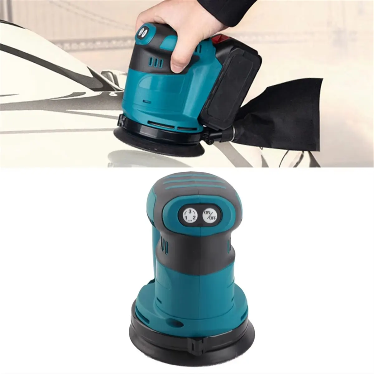

Y970A J~125mm Brush Motor Cordless Orbital Sander for Wood Grinding Polishing and Waxing for 18V Batteries Power Tools
