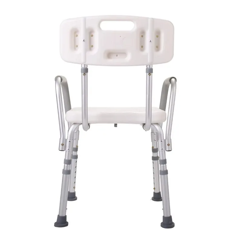 Adjustable Medical Shower Chair 6 Height Bath Stool Bathroom Seat with Rear Armrest