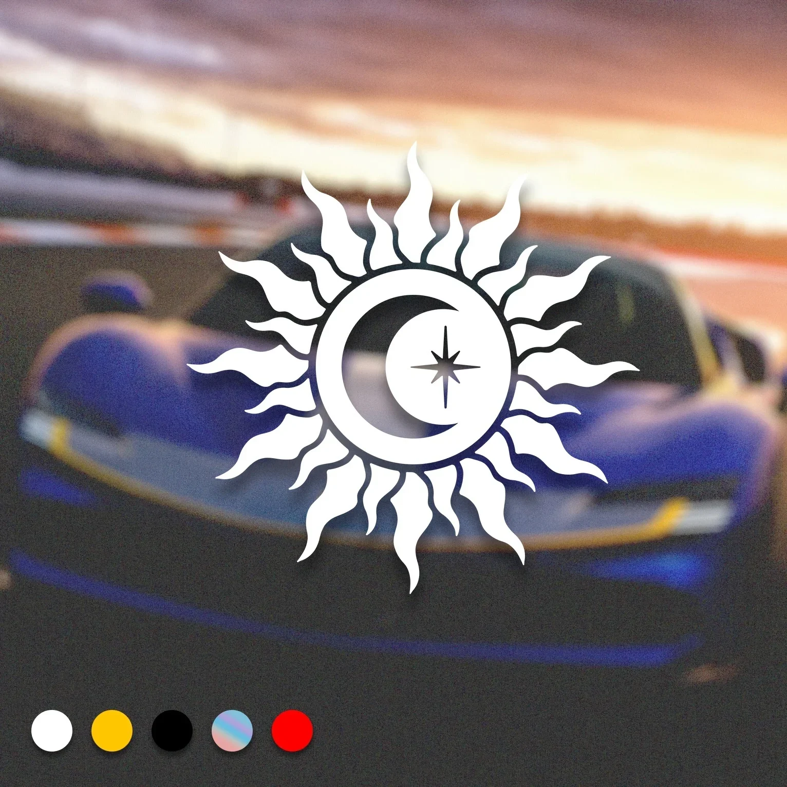 1PC Trendy Celestial Symbol Decal - Dreamy Sun-Moon-Star Design Waterproof Vinyl for Cars, Laptops & Gadgets - Perfect