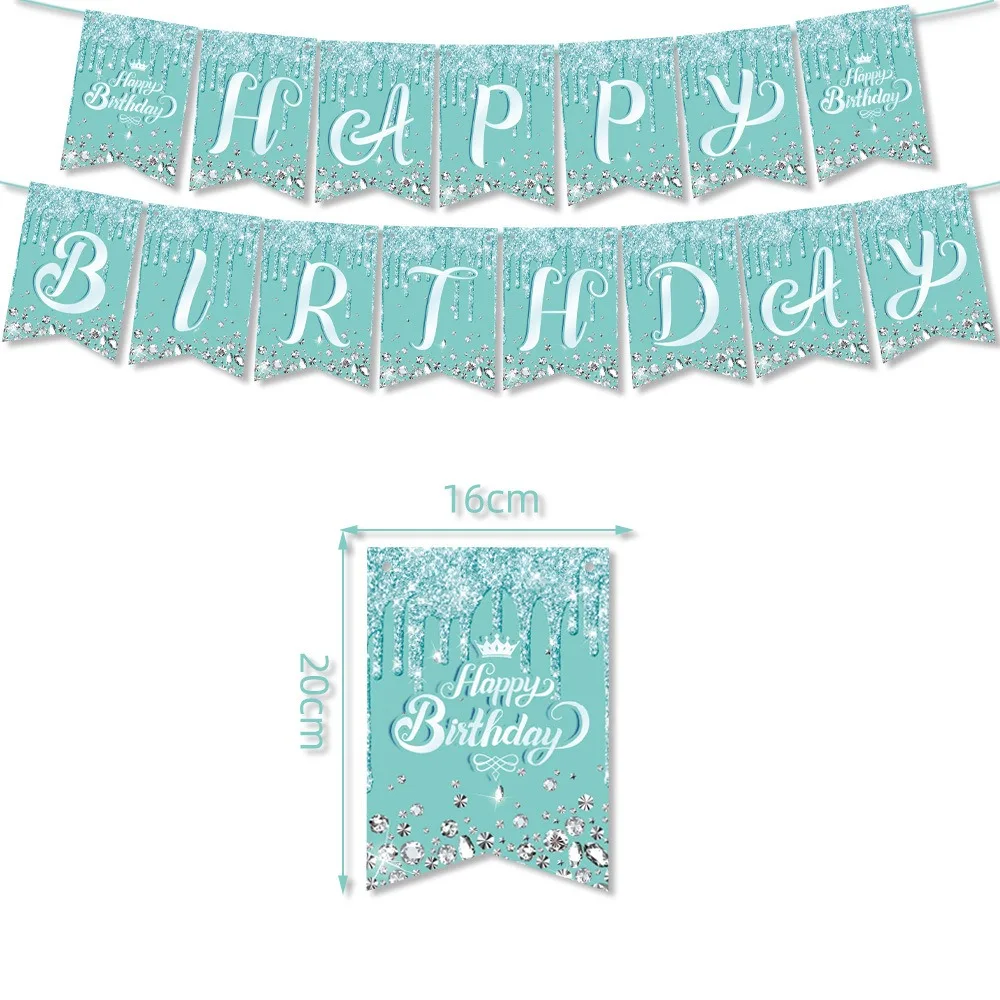 10pcs Tiffany Blue Diamonds Disposable Tableware Shining Diamond Crown Paper Plate Napkin Happy Cool Summer Birthday Party Decor