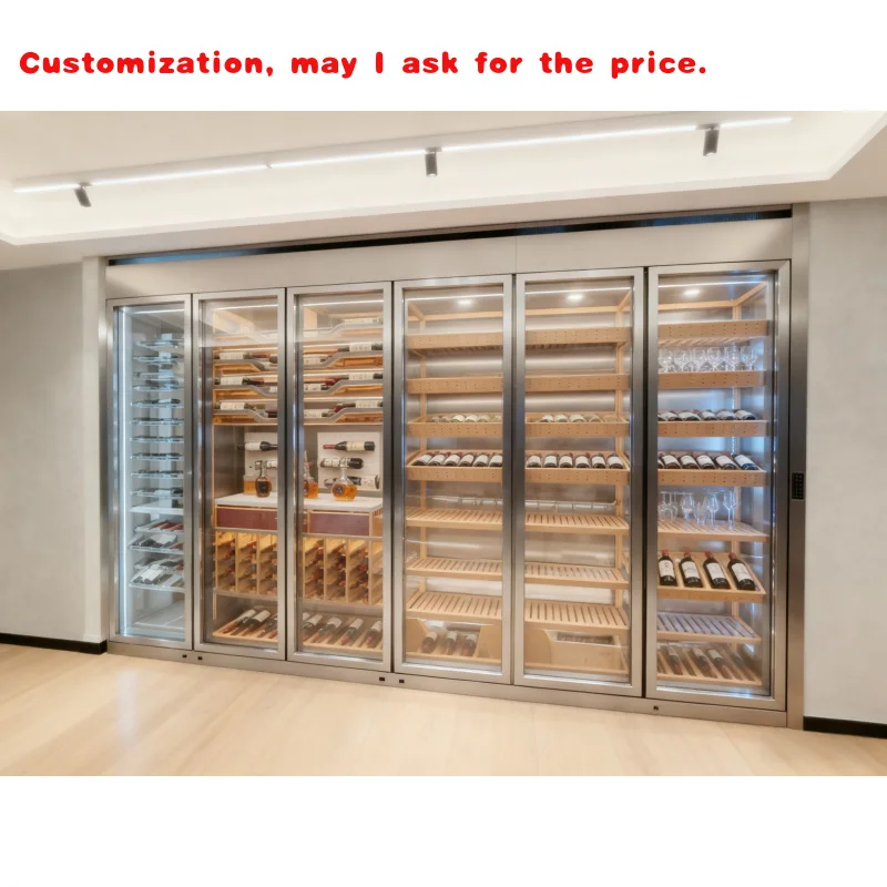 

custom.Modern Stainless Steel Showcase Wall and Frameless LED Wine Cabinet with Label Emphasis Home Furniture