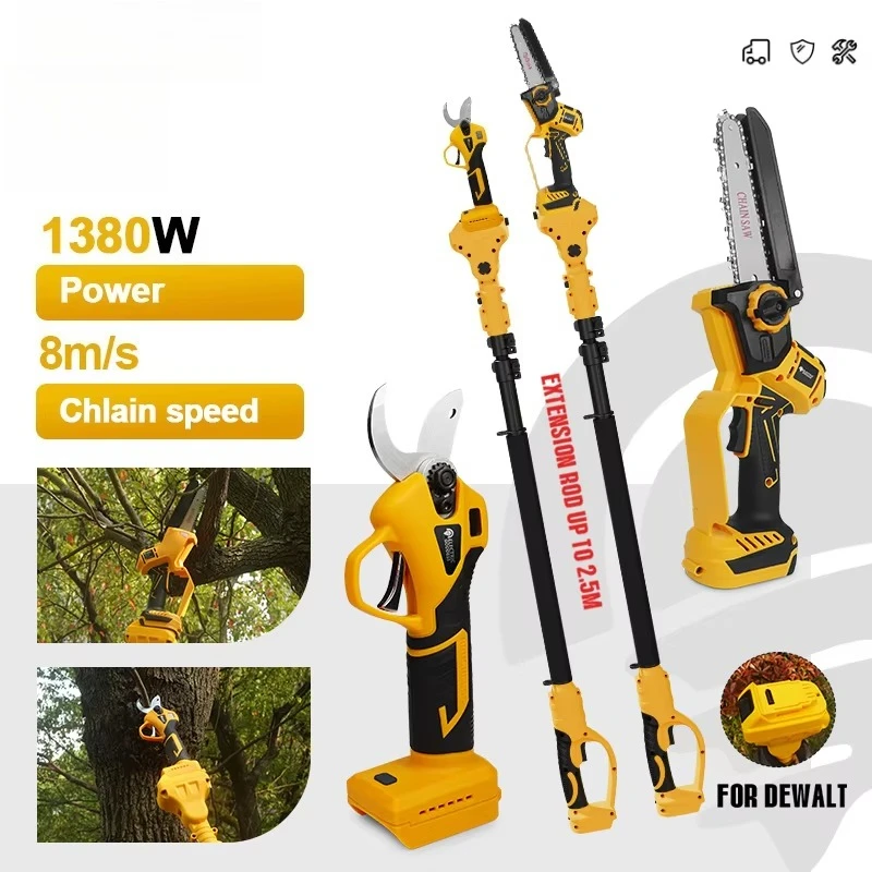 Electric Industrial Brushless 20V Battery Chain Saw Pruner Cordless Scissors Reach Extension Pole Garden Pruner
