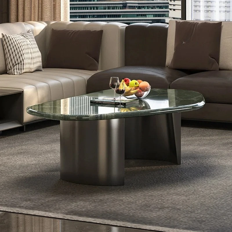 wLuxury stone coffee table natural marble coffee table living room household  minimalist small apartment high-end