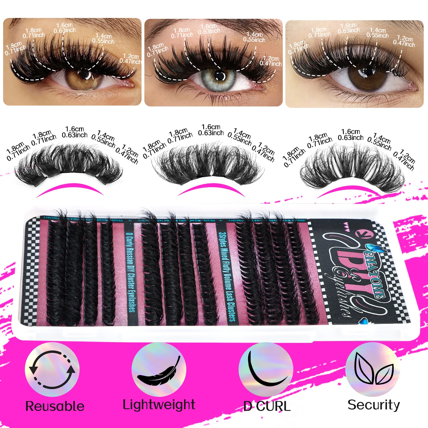 Afbeelding 4: 456 stuks DIY wimpers clusters kit 3 stijlen pluizige volume individuele wimperextensions set voor beginners