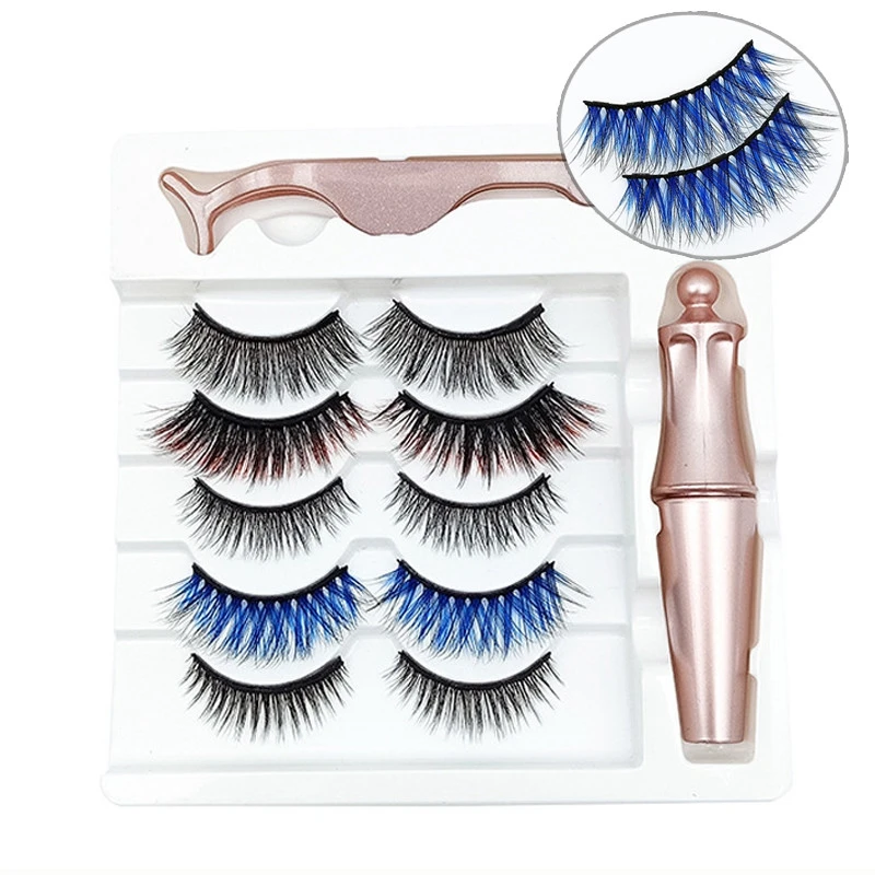 5 paia di pinzette per Eyeliner impermeabili magnetiche a colori in stile misto Set di ciglia finte magnetiche spesse