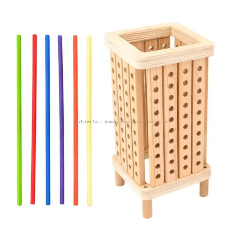 Kolorowa zabawka drewniana drewniana sześciokątna dla dzieci skupiających rozwój