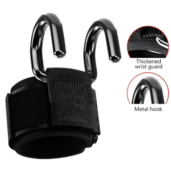 New 2pcs Weight Lifting Hooks Hand-Bar Wrist Straps Gym Fitness Hook Weight Strap…