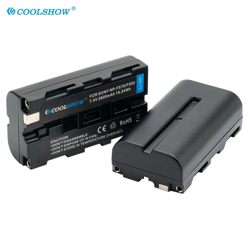 COOLSHOW NP-F550 NP-F750 Battery 2600mah for Sony NP F570 F750 F970 F330 F530 F550 YONGNUO Camera Lights Battery Charger