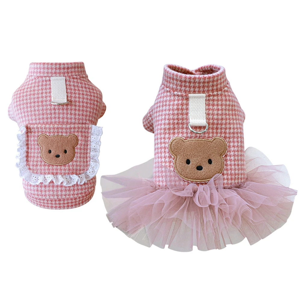 Cute Couple Pet Dog Clothes Pet Bear Print Clothing for Small Medium Dogs Costume Chihuahua Puppy Pet Skirt Clothes for Dogs