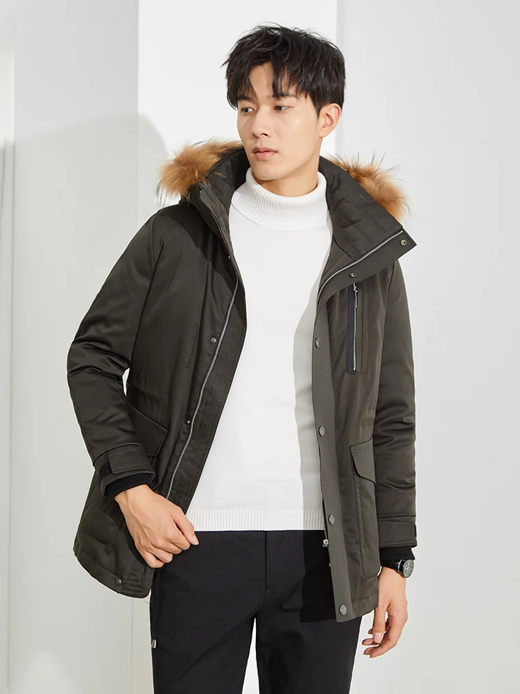 

Men's Winter Comfortable Warmth Windproof Classic Hooded Fur Collar down Jacket Casual Style Youth Outerwear Fashion
