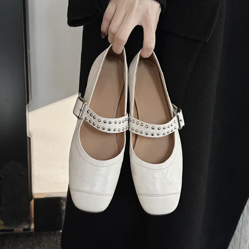 

2025 spring autumn women pumps natural leather 22-24.5cm cowhide+pigskin full leather buckle Mary Jane shoes women shoes