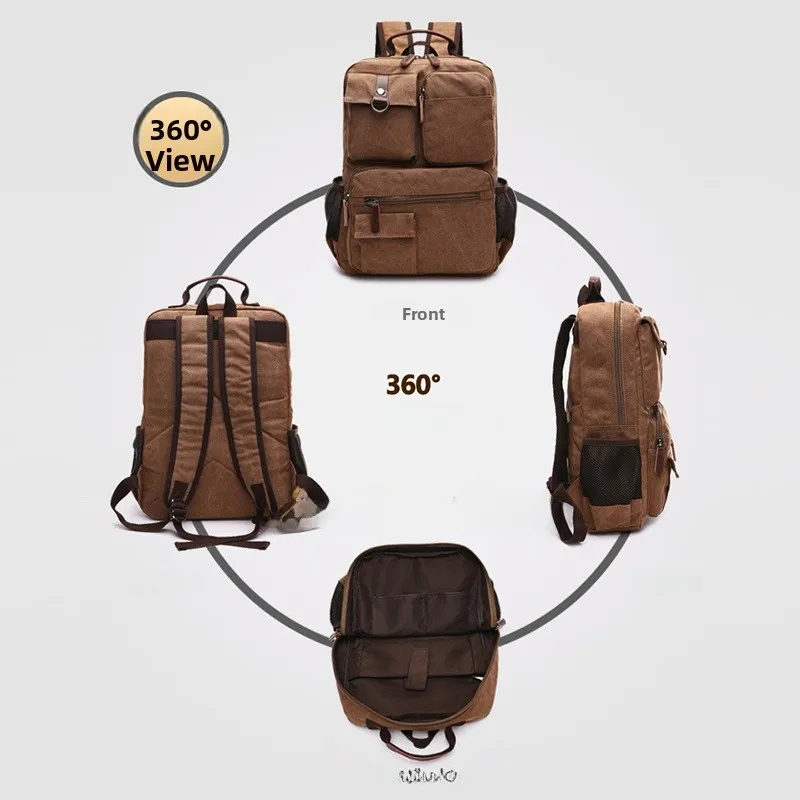 Mochila Retro de Lona para Hombre, Estilo Militar, para Viajes, Trabajo, Estudiantes, con Doble Asa para Ordenador y Libros