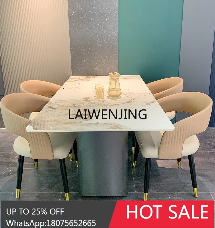 

Italian minimalist rock slab dining table rectangular household dining table