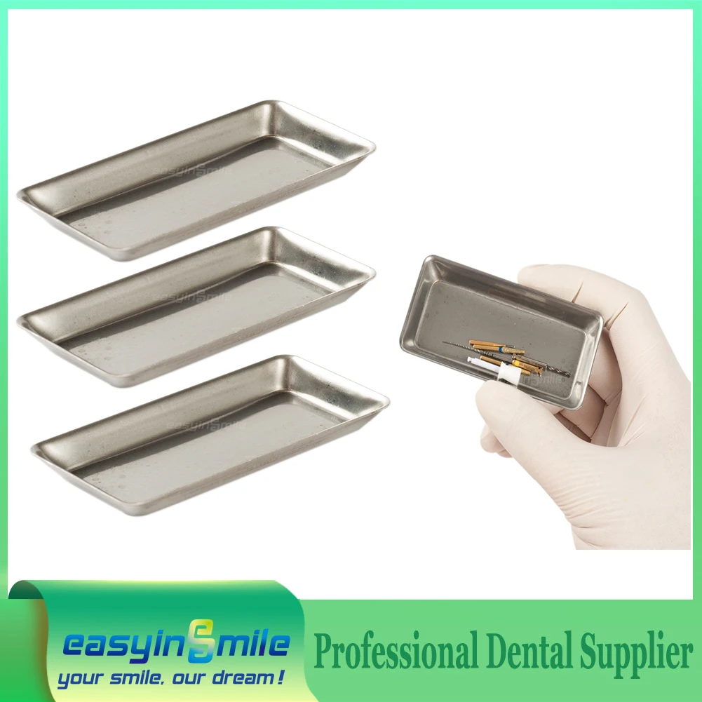 

3Pcs Dental Metal Instrument Tray Stainless Steel Surgical Plate for Make Up Medical Endo Files dental Burs Nail Tray