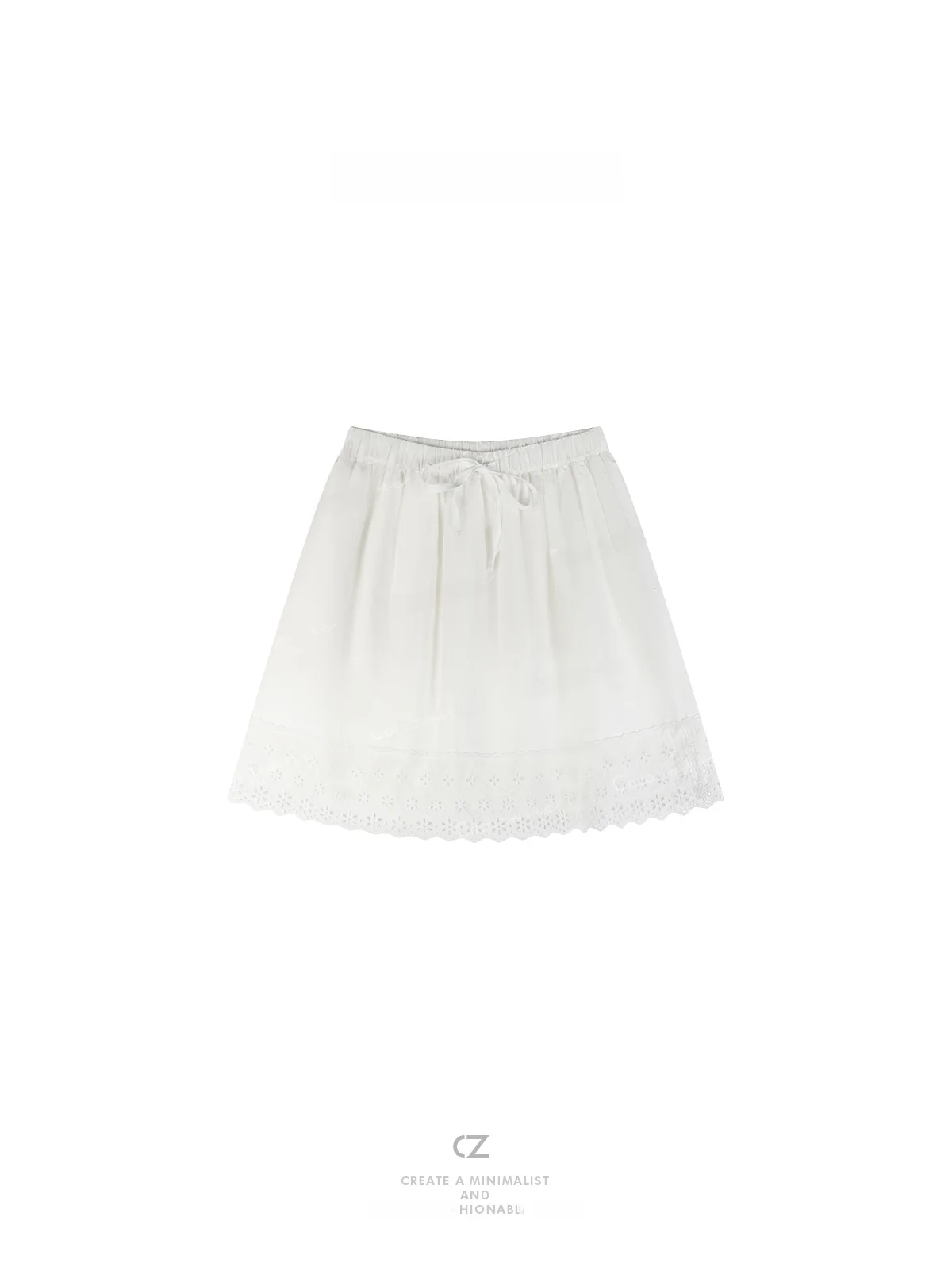 ZONE Summer Lace Hollow out Hem A-Line  Skirt Women's French Sle Cotton 00% Floral Trim ort Skirt Casual
