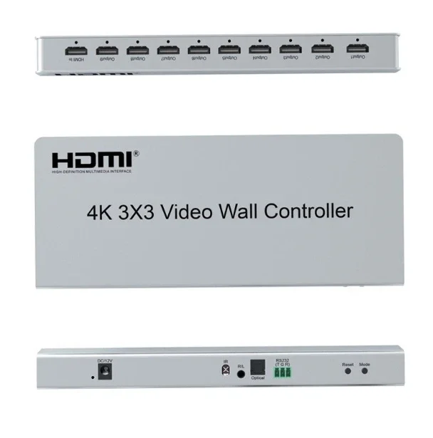 Home use 4K 3x3 HD Video Splicer Controller 1-Way Input 9-Way Output Splitters Converters High Definition Television Splicing