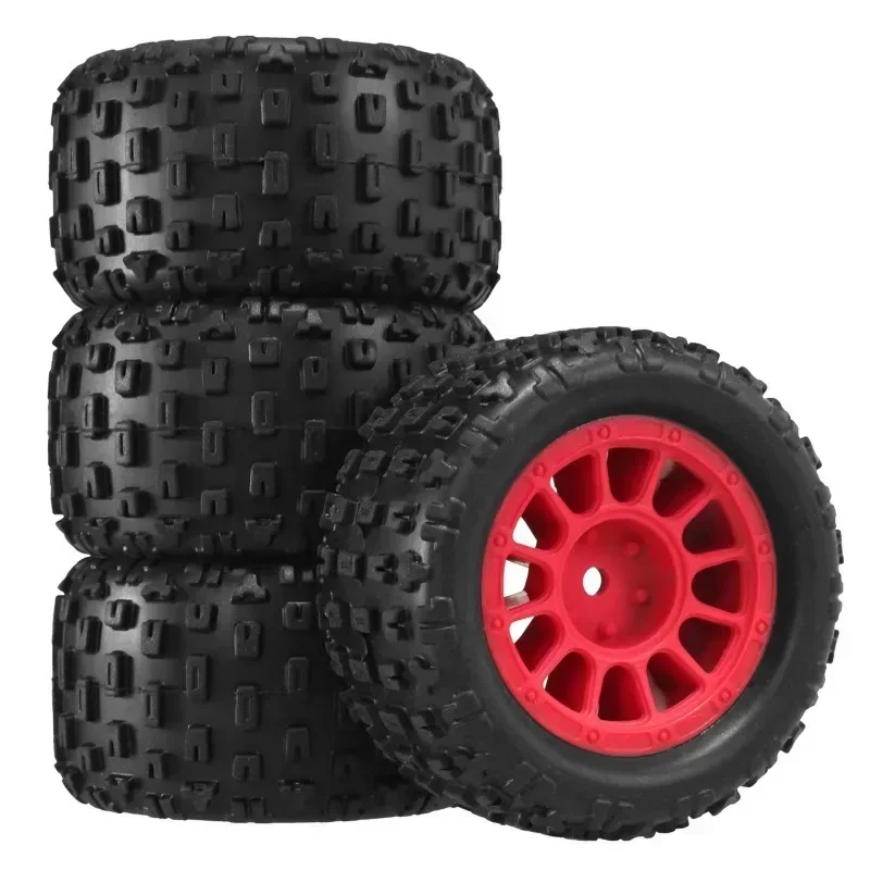 RC 4개 74mm 고무 타이어 12mm 헥스 1/16 1/18 MJX 하이퍼 고 SCY Wltoys RC 자동차 업그레이드 부품 액세서리