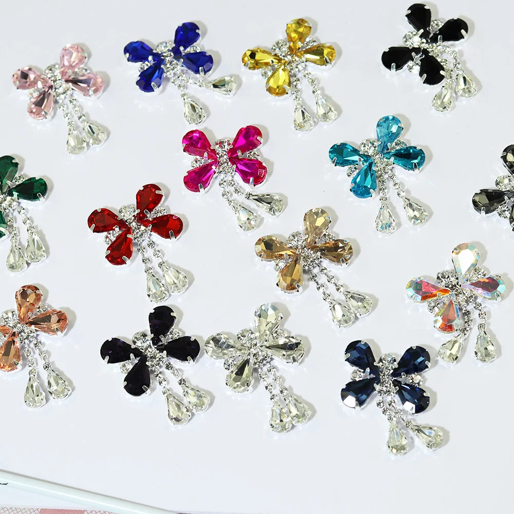 SKEY CIEL 5Pcs 2.5*3.6cm Silver Metal Crystal DIY Accessories jewelry Handmade Sewing Embellishment Wedding Hair accessory