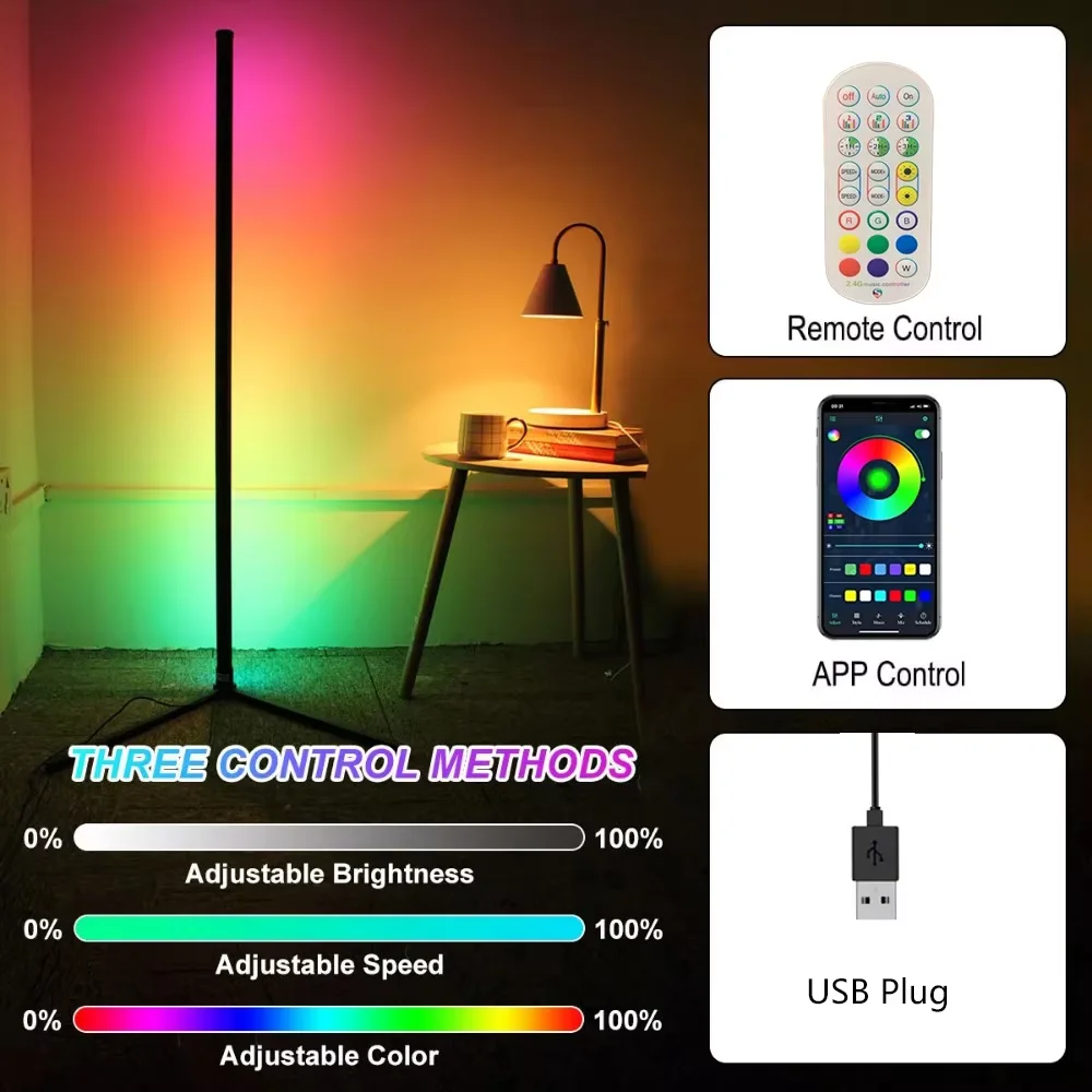 

DARHYN LED Floor Lamp 100/150cm RGB Remote Control Stand Light For Bedroom Living Room Home Ambient Lighting Fixtures LED Lamp