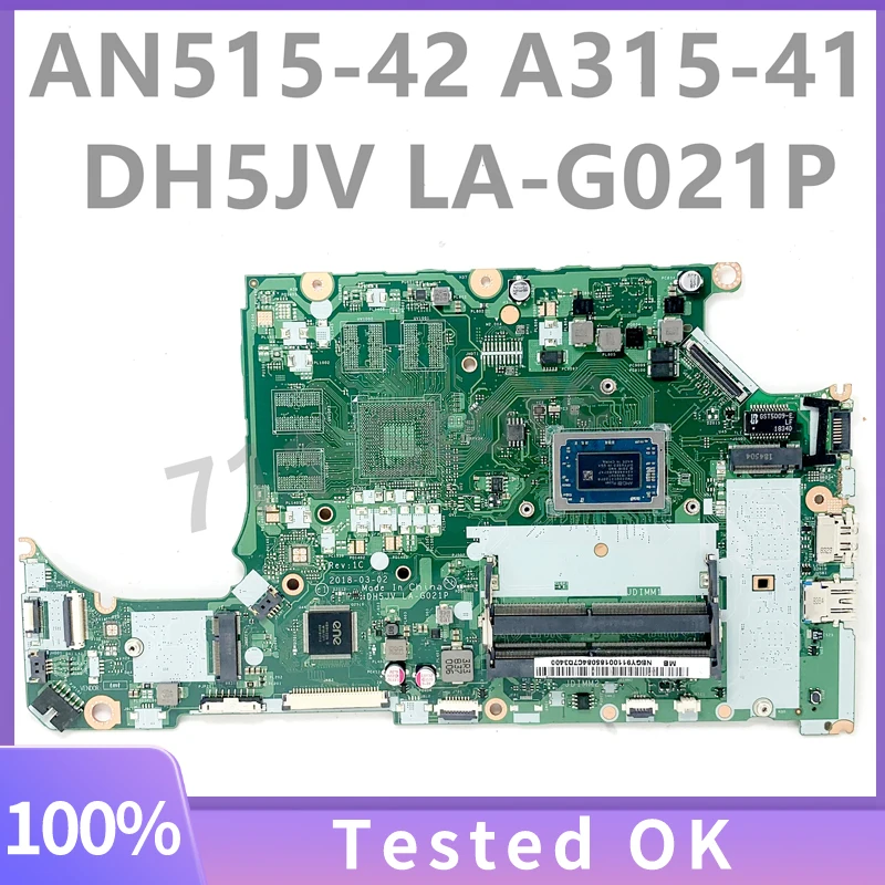 

DH5JV LA-G021P Mainboard For ACER AN515-42 A315-41 Laptop Motherboard With Ryzen 3 2200U Ryzen 5 2500U CPU 100% Full Tested OK