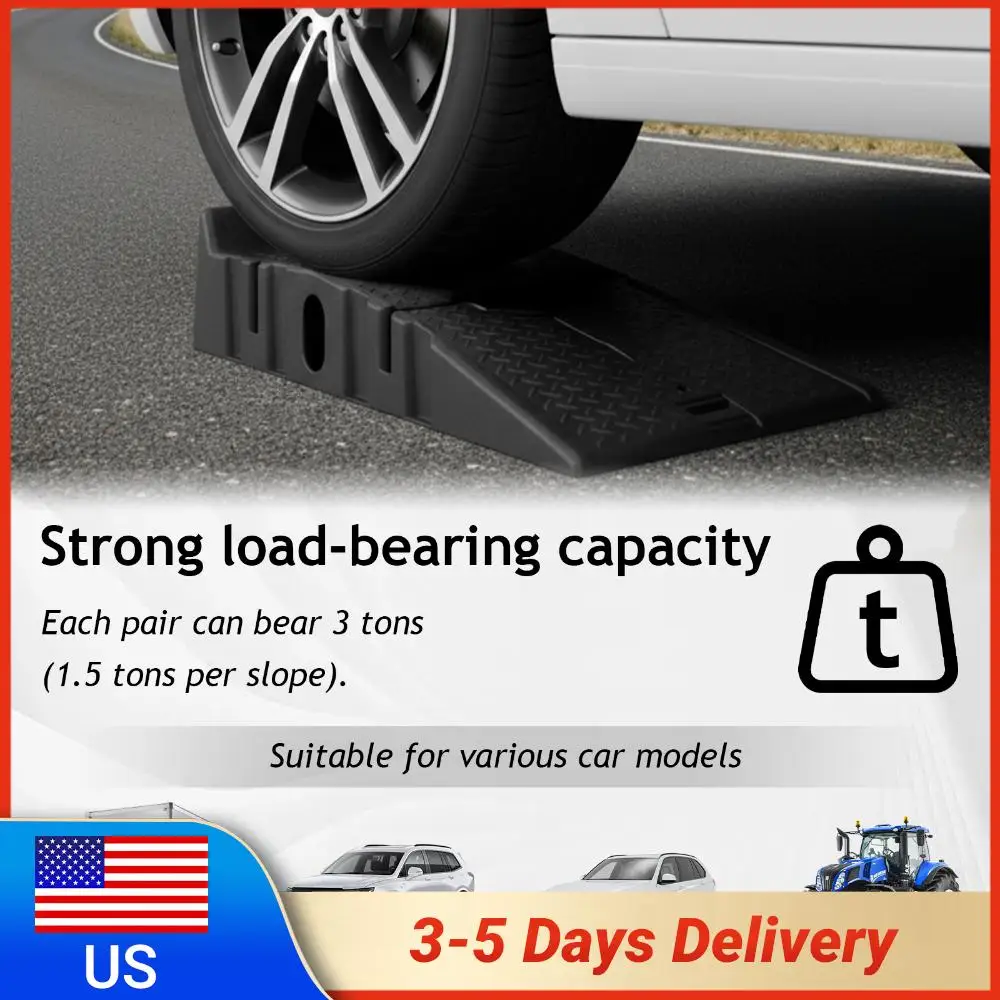 

2 Pieces Vehicle Ramp 3 Ton Capacity Plastic Car Ramps Portable Vehicle Maintenance Tire Ramps for Truck SUV Vehicle Repair