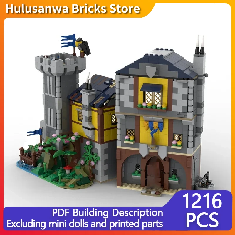 ยุคกลาง Street View รุ่น MOC อาคารอิฐ Watchtower Inn โรงแรม Modular เทคโนโลยีของขวัญวันหยุดประกอบของเล่นเด็กชุด