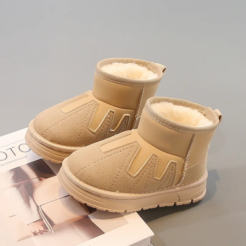 

New Children Warm Cotton Boots Girls Outdoor Winter Snow Boots Ankle Thick Bottom Causal Kids Fashion Plush Boots Soft Versatile