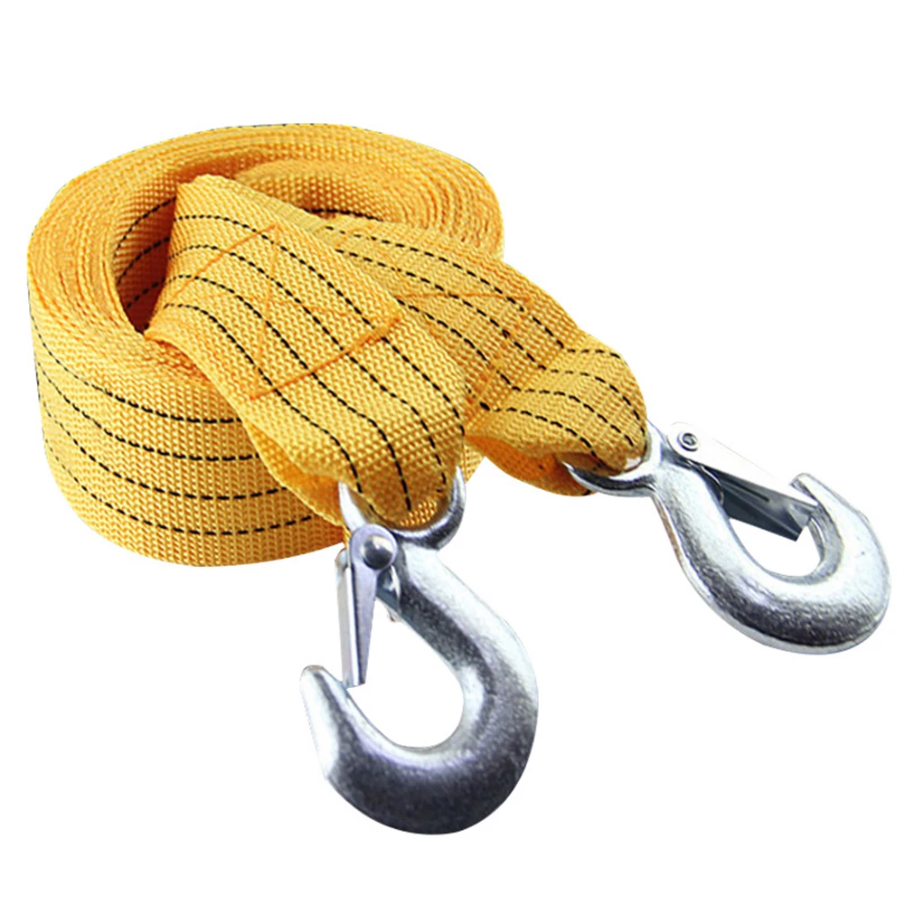 Vehicle Rescue Towing Rope Strap 3 Tons Capacity with Nylon Fiber and Steel Hooks for Safe and Reliable Car Towing and Recovery
