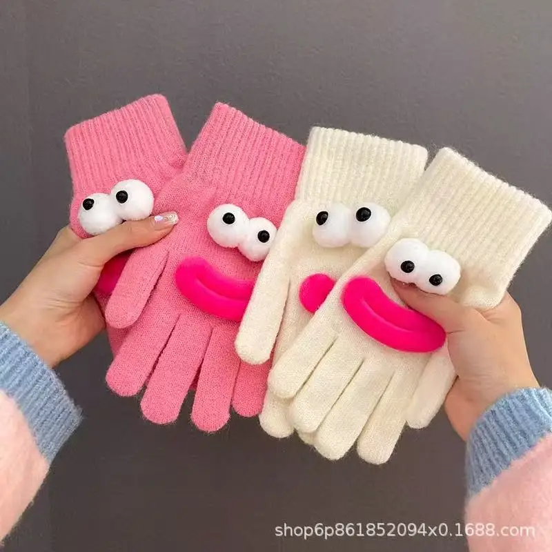 2025 New Winter Split Finger Gloves with Cute Sausage Mouth Student Touch Screen and Girls' Warm Bicycle Gloves
