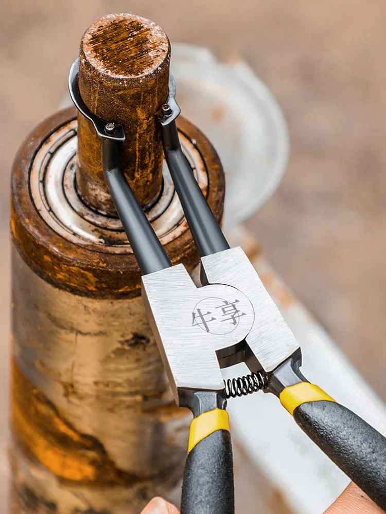 4-teiliges 6/7 Zoll Sicherungsringzangen-Set, Innen- und Außenzangen für Halte- und Schnappringe, Gerade und Gebogene Spitzzangen, Motorrad-Reparaturwerkzeug – Detail 6