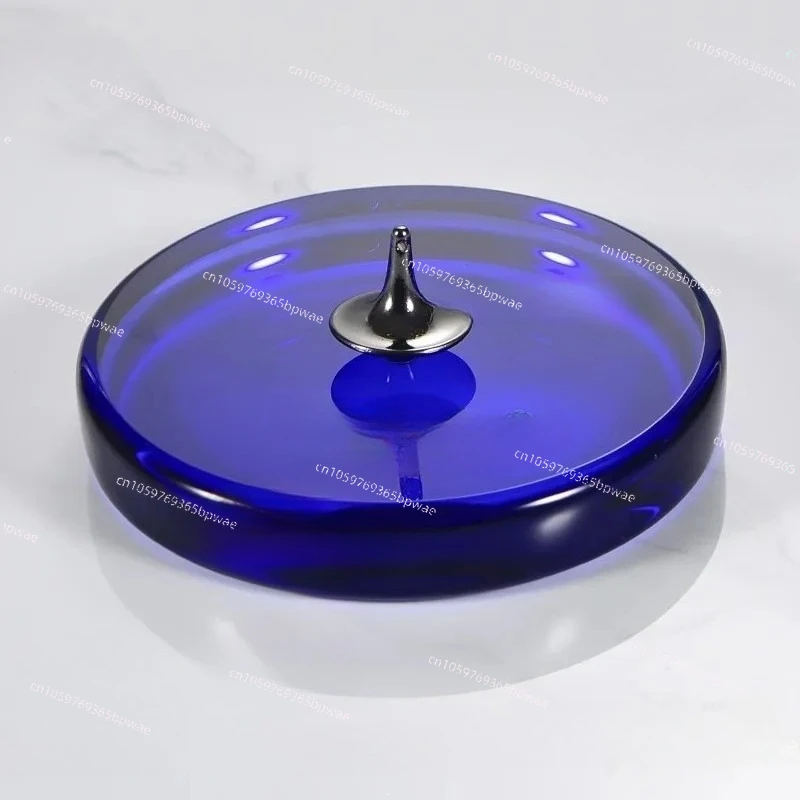 Crystal Spinning Top Tray, Glossy Smooth Tray, Double-sided Concave, Hand-twisted Spinning Top Display Stand with K9 Base
