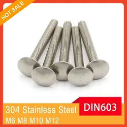 M6 M8 M10 M12 DIN603 A2-70 304 Stainless Steel Truss Round Head Square Neck Carriage Screw Coach Bolt