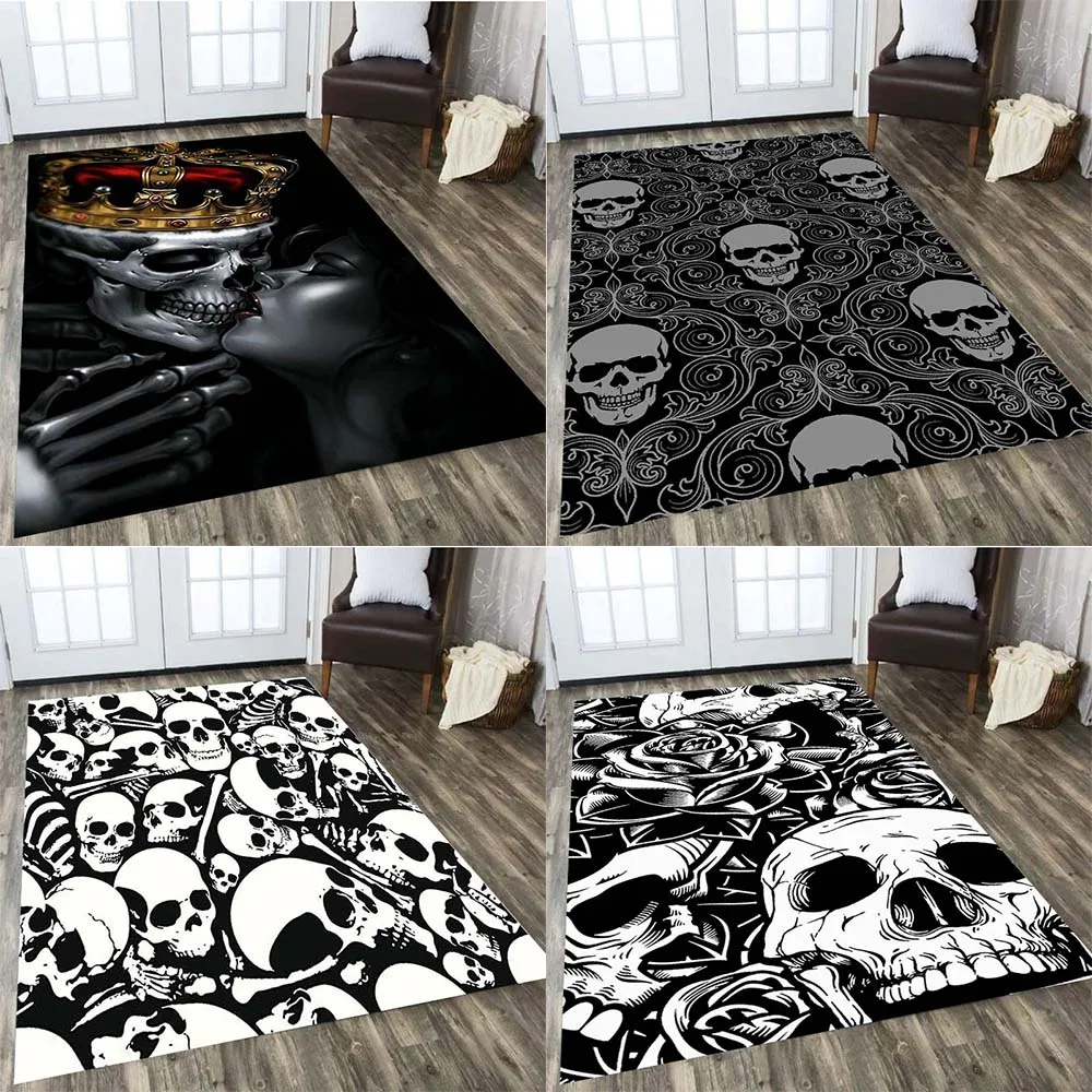 Skull Terror Series Printed Pattern Carpet Home Living Room Sofa Bedroom Floor Decoration Casual Mat 