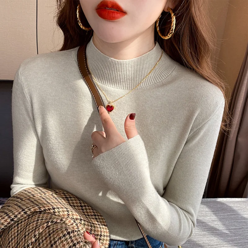 

Basic Women Turtleneck Sweaters Korean Version new Knitted Sweater Autumn Winter Tops Slim Women Pullover Jumper Soft Warm Pull