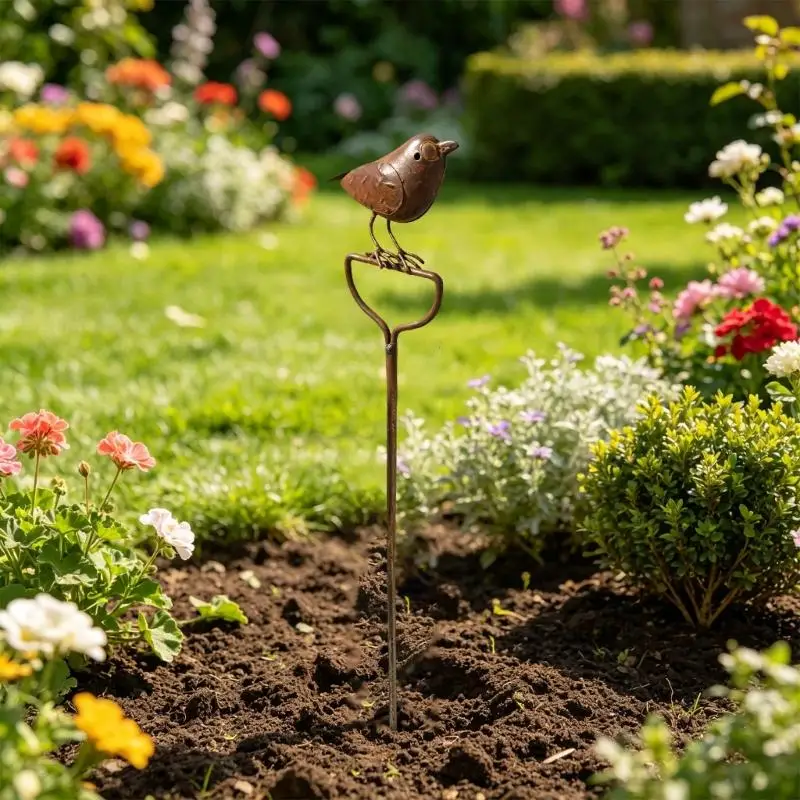 E8BD 1 Pair Iron Garden Bird Decoration Stake Outdoor Ornament Suitable For Yard & Patios Lawn Backyard Flower Bed 60cm Tall