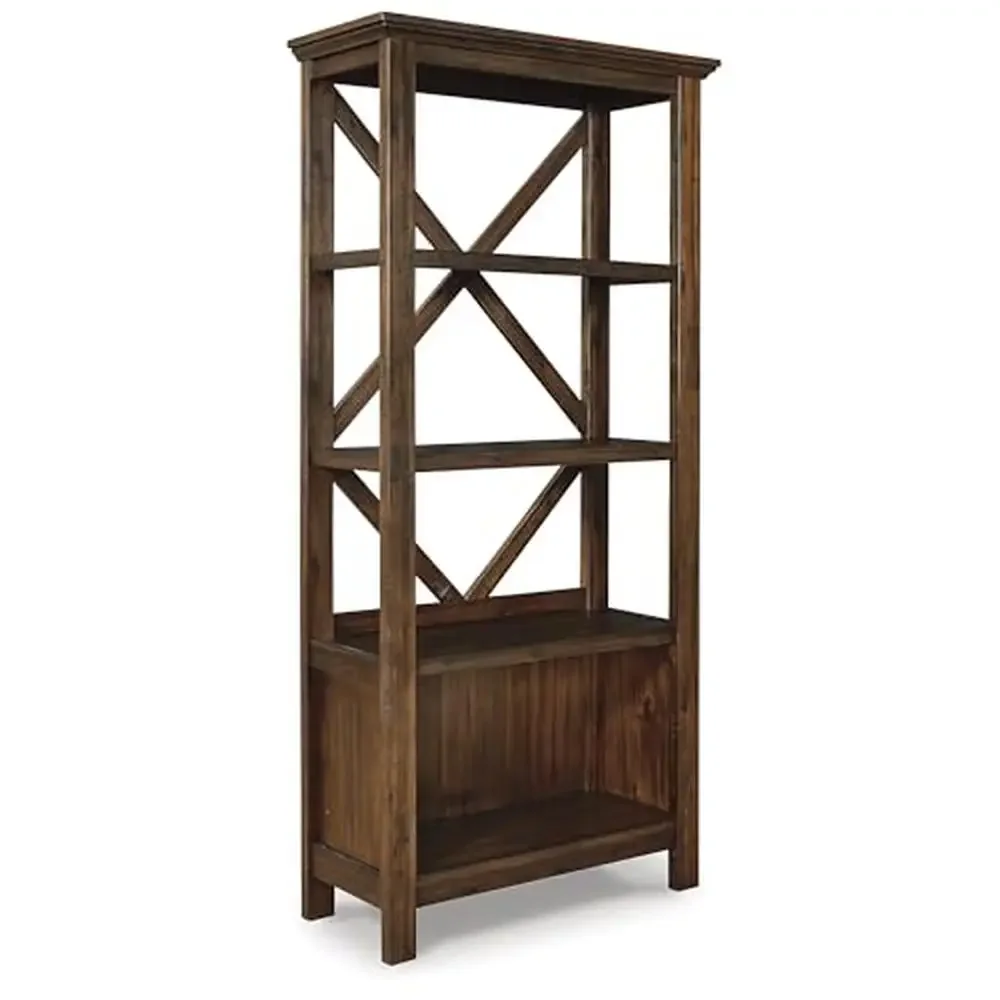 Rustic Farmhouse 4-Tier Wood Bookshelf Adjustable Shelves Rectangular Design Ashley Furniture