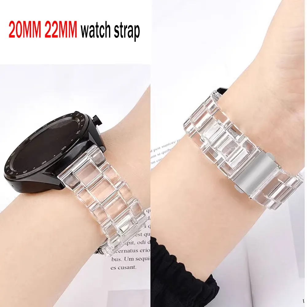 Transparent strap for Samsung Galaxy watch  6/5/pro/4/classic/Active 2 Glacier 20mm/22mm link bracelet huawei gt 3-pro-2-2e-band