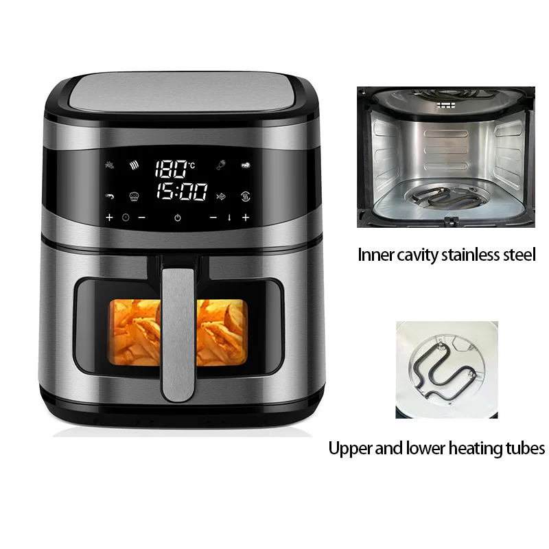 

8L new large-capacity household air fryer stainless steel multi-functional intelligent automatic up and down heating electric fr