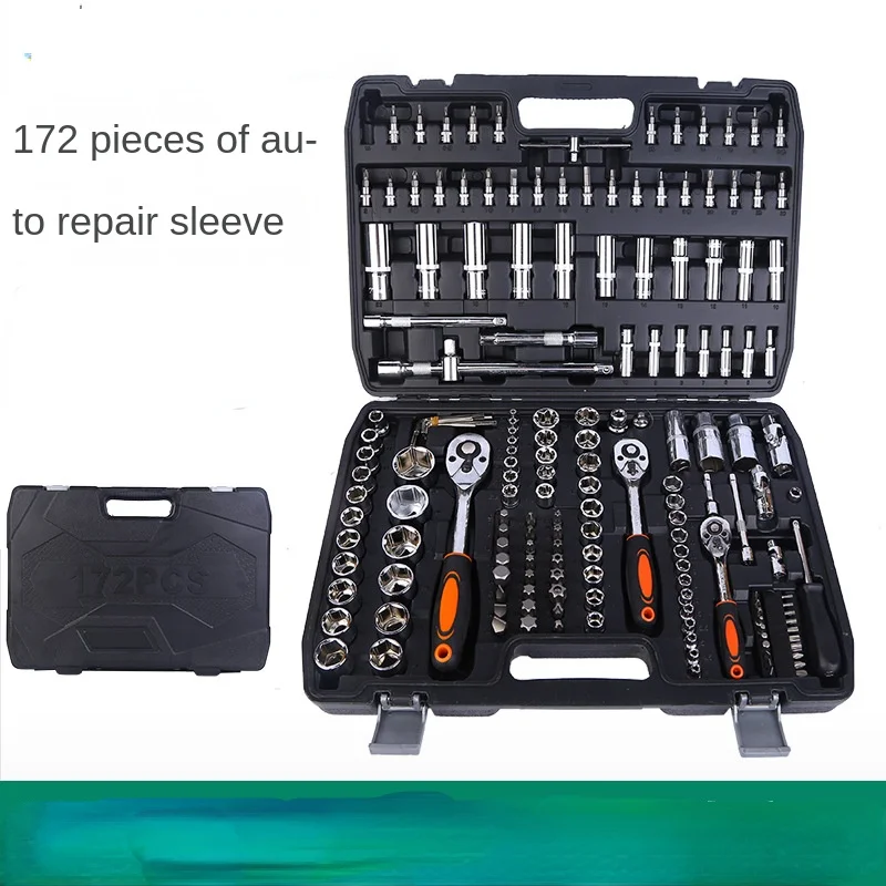 

172 pieces of automotive repair tool set socket ratchet wrench toolbox automotive repair set mechanical tools