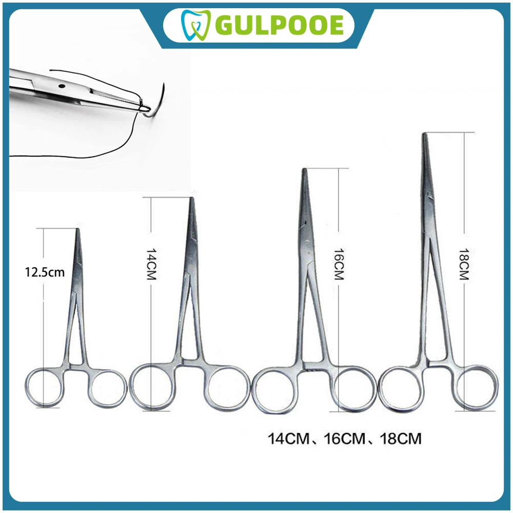 

GULPOOE 1 шт. Хирургические гемостатические щипцы из нержавеющей стали, стоматологические хирургические ножницы 12.5/14/16/18 см, прямой кончик